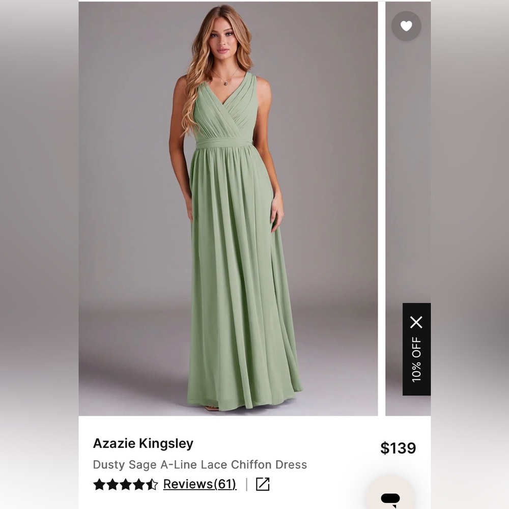 Azazie Kingsley Dusty Sage Bridesmaid Dress
